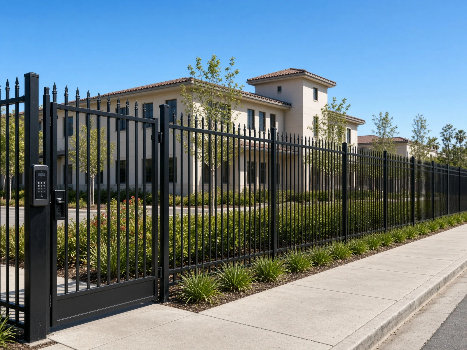 Pedestrian gate at a school campus